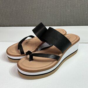 Lucky Brand Women's Black Leather Platform Sandals Size 8 M